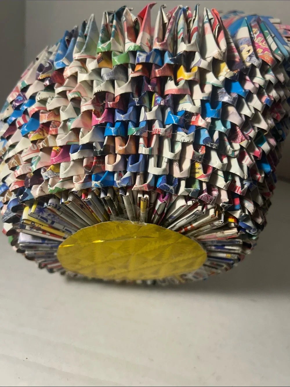 Colorful Handwoven Origami Paper Basket - Multicolor